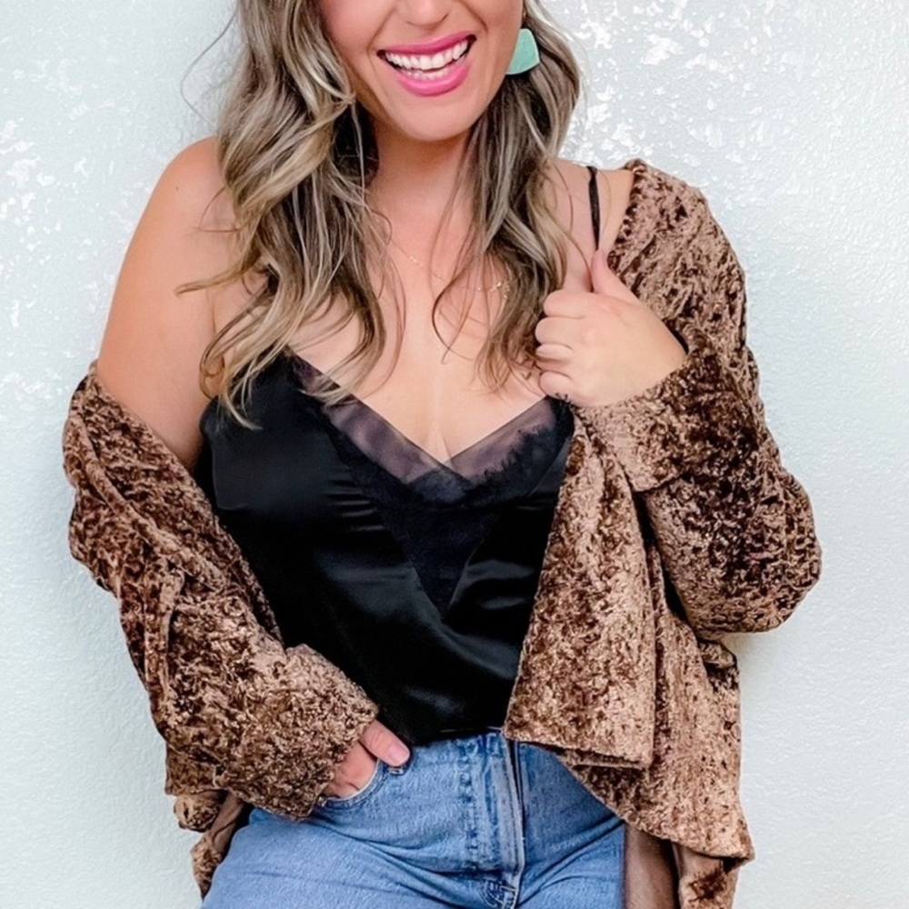 34. Connected Brown Crushed Velvet Jacket Medium